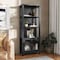 Flash Furniture Stella Modern Farmhouse Wooden Bookcase/Storage Cabinet, 3 Upper Shelves in Black ZG-027-BLK-GG - alternate 1